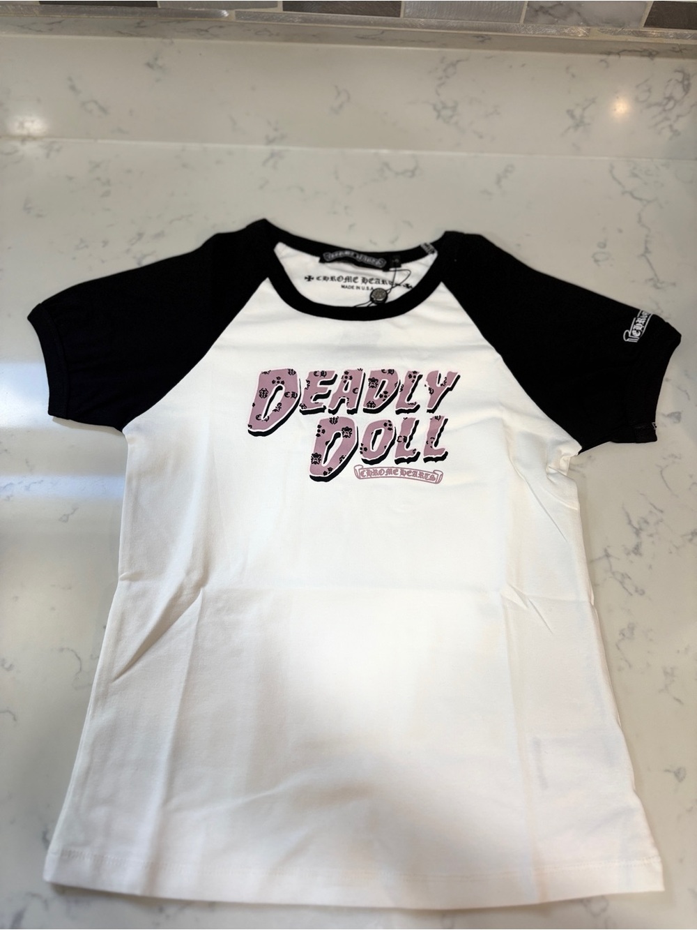 Chrome Hearts Deadly Doll white and pink T-shirt